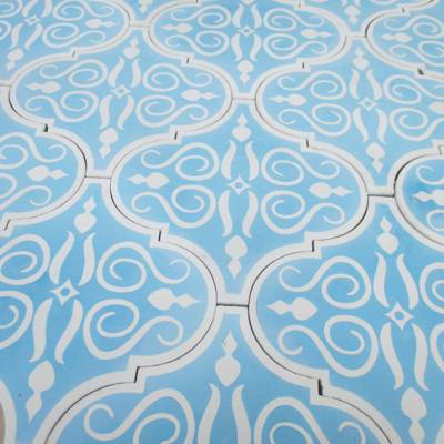 Blue Arabesque Encaustic Tile Blue and White Exotic Tiles